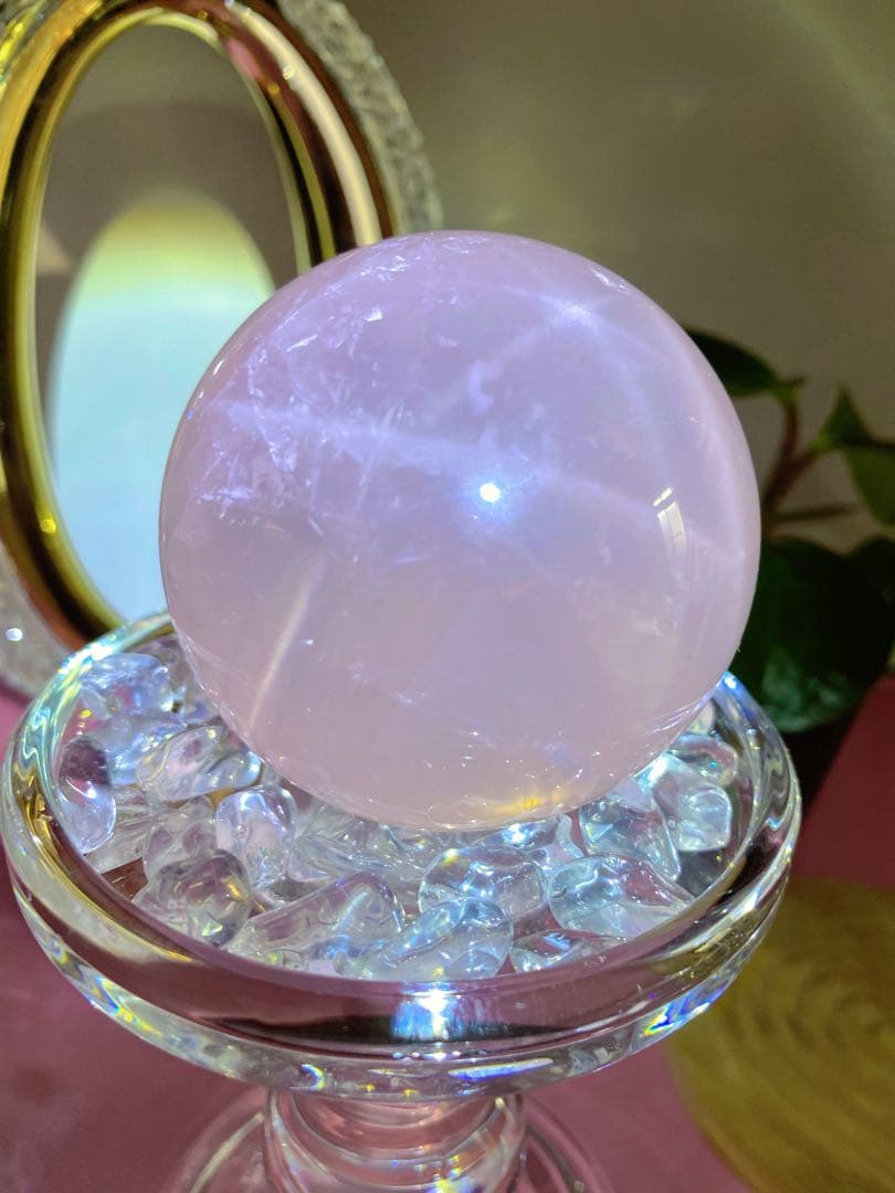 桜色　透明感　スフィア　ローズクォーツ　強いスター　虹中にあり