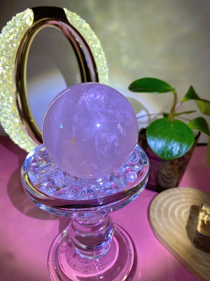 桜色　透明感　スフィア　ローズクォーツ　強いスター　虹中にあり