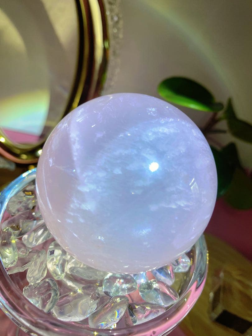 桜色　透明感　スフィア　ローズクォーツ　強いスター　虹中にあり