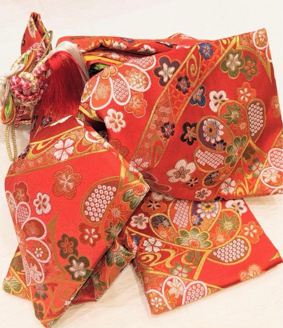 七五三 着物 7歳 フルセット 女の子 小紋柄の子供着物 結び帯セット