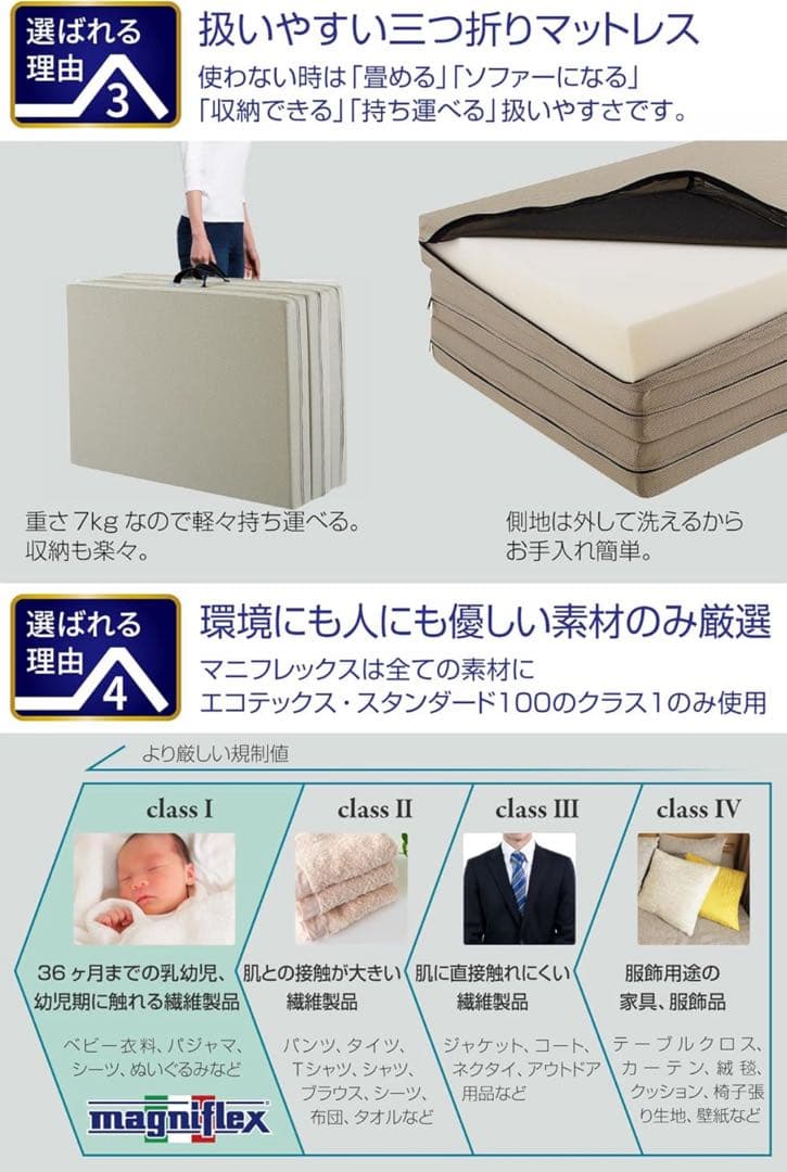 magniflex メッシュウィング 3つ折りセミダブル