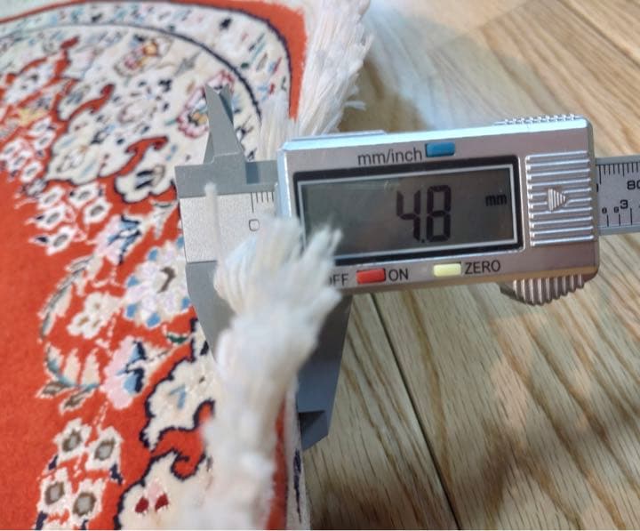 ペルシャ ナイン産 書斎 玄関 140×94 楕円形 茜色 花束 - メルカリ