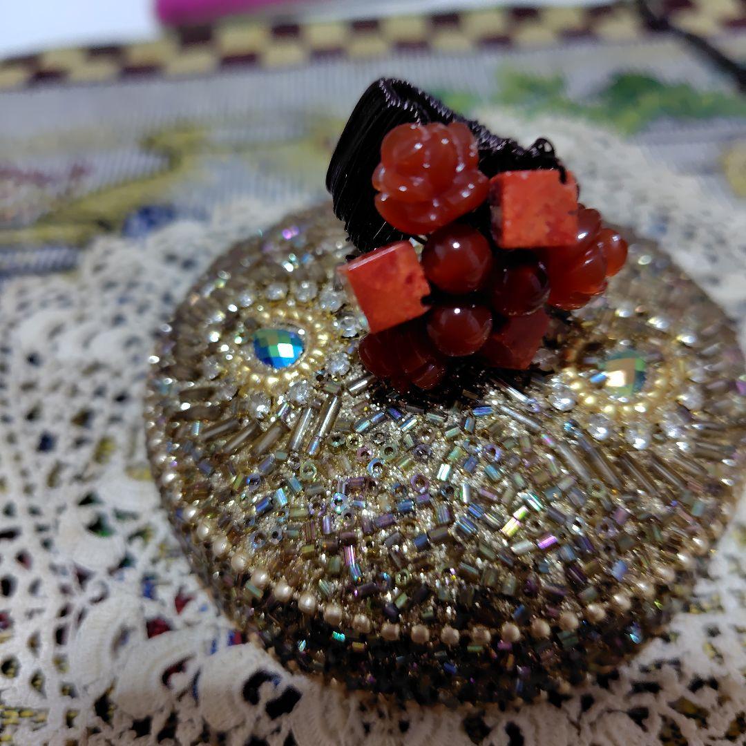 美品　 赤い珊瑚ビーズリング