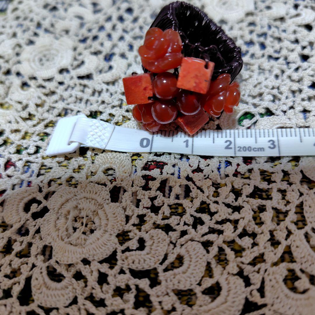 美品　 赤い珊瑚ビーズリング