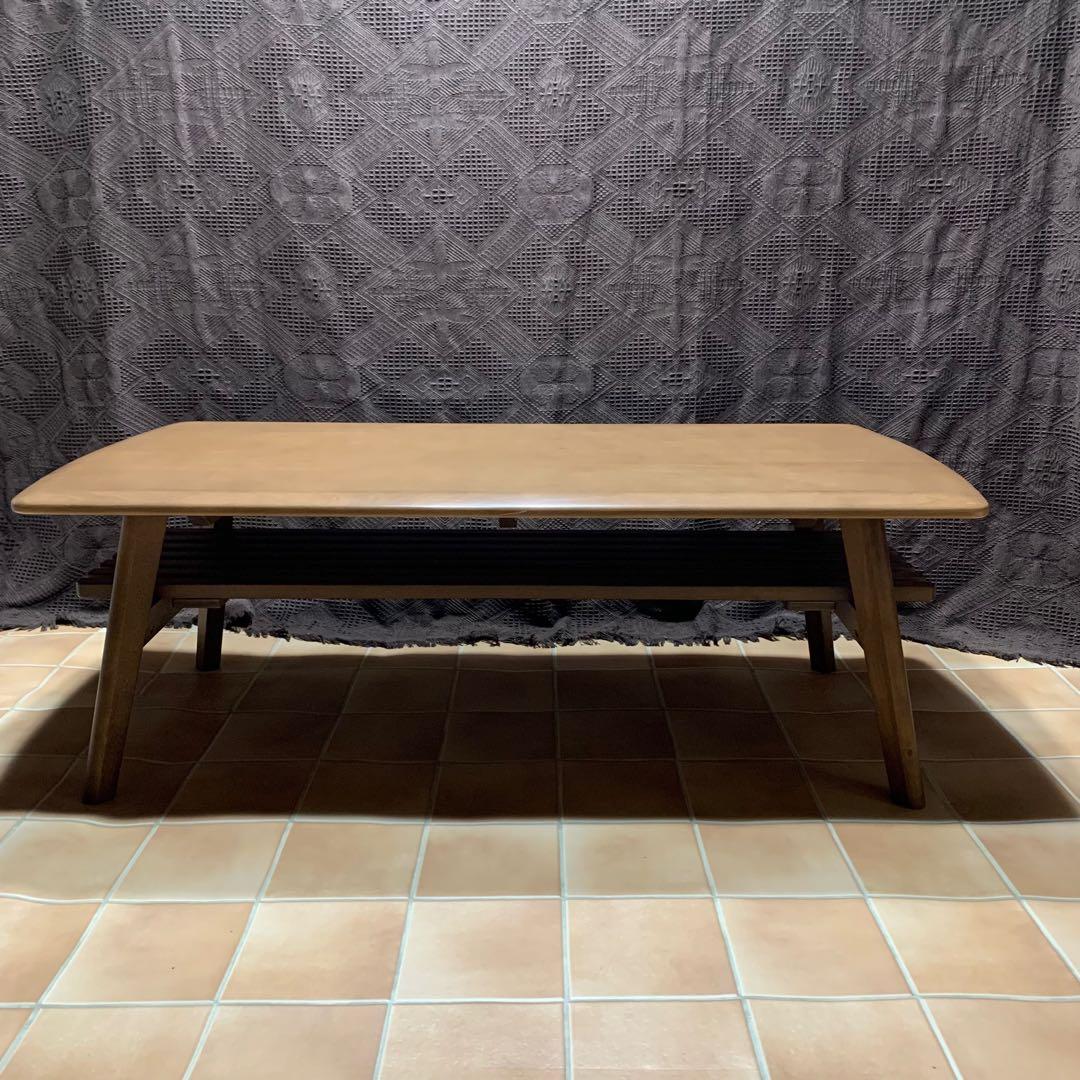 【美品】ニトリ 幅110cm 無垢材 天然木 センターテーブル アルナス110