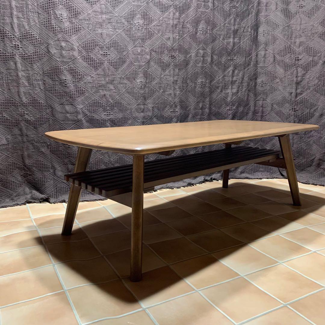 【美品】ニトリ 幅110cm 無垢材 天然木 センターテーブル アルナス110