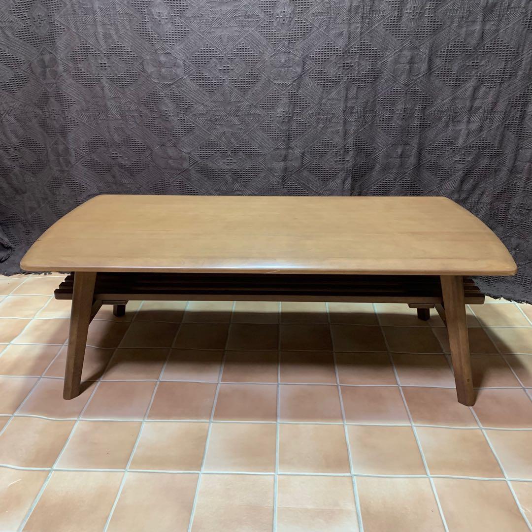 【美品】ニトリ 幅110cm 無垢材 天然木 センターテーブル アルナス110