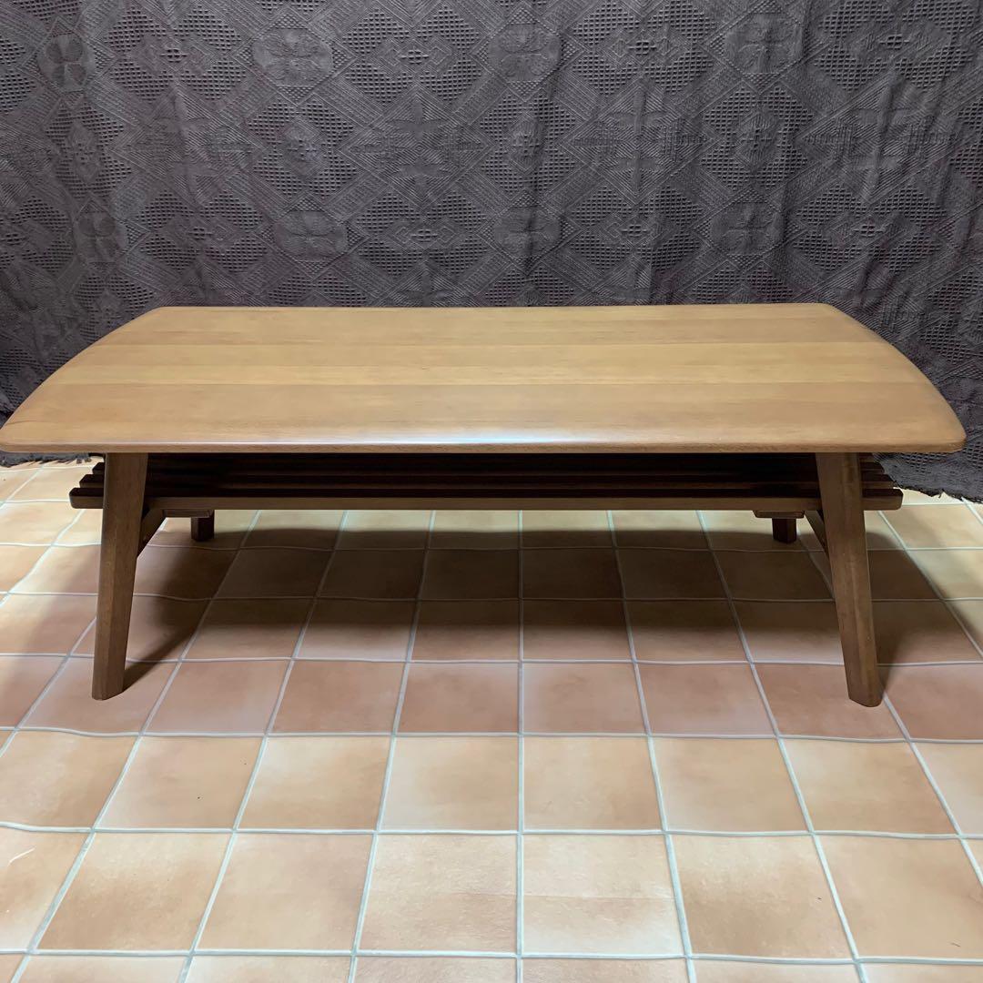 【美品】ニトリ 幅110cm 無垢材 天然木 センターテーブル アルナス110