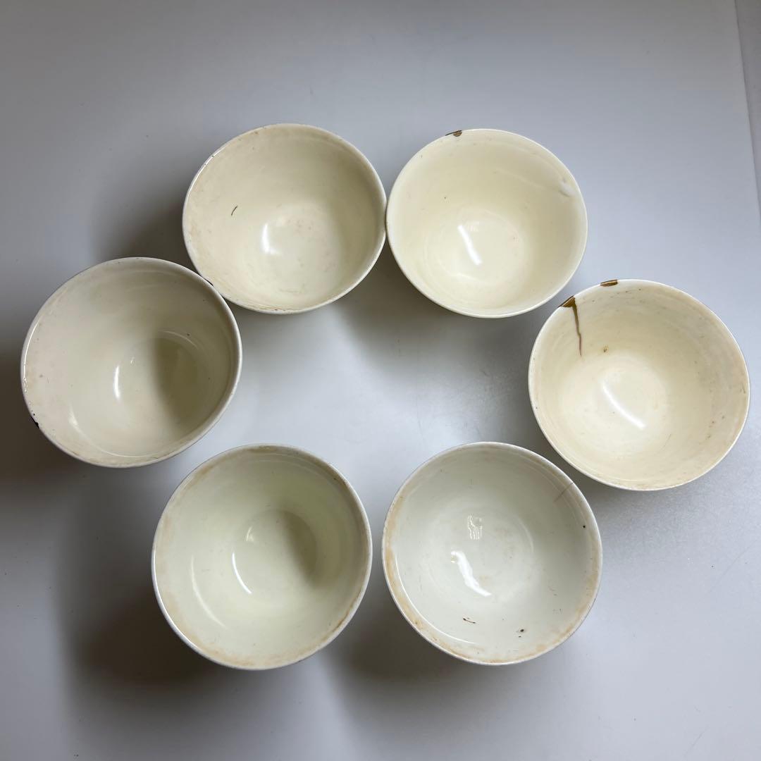 古代 白高麗 煎茶碗6客 口径約7.5㎝ 東Y8-0106☆2F