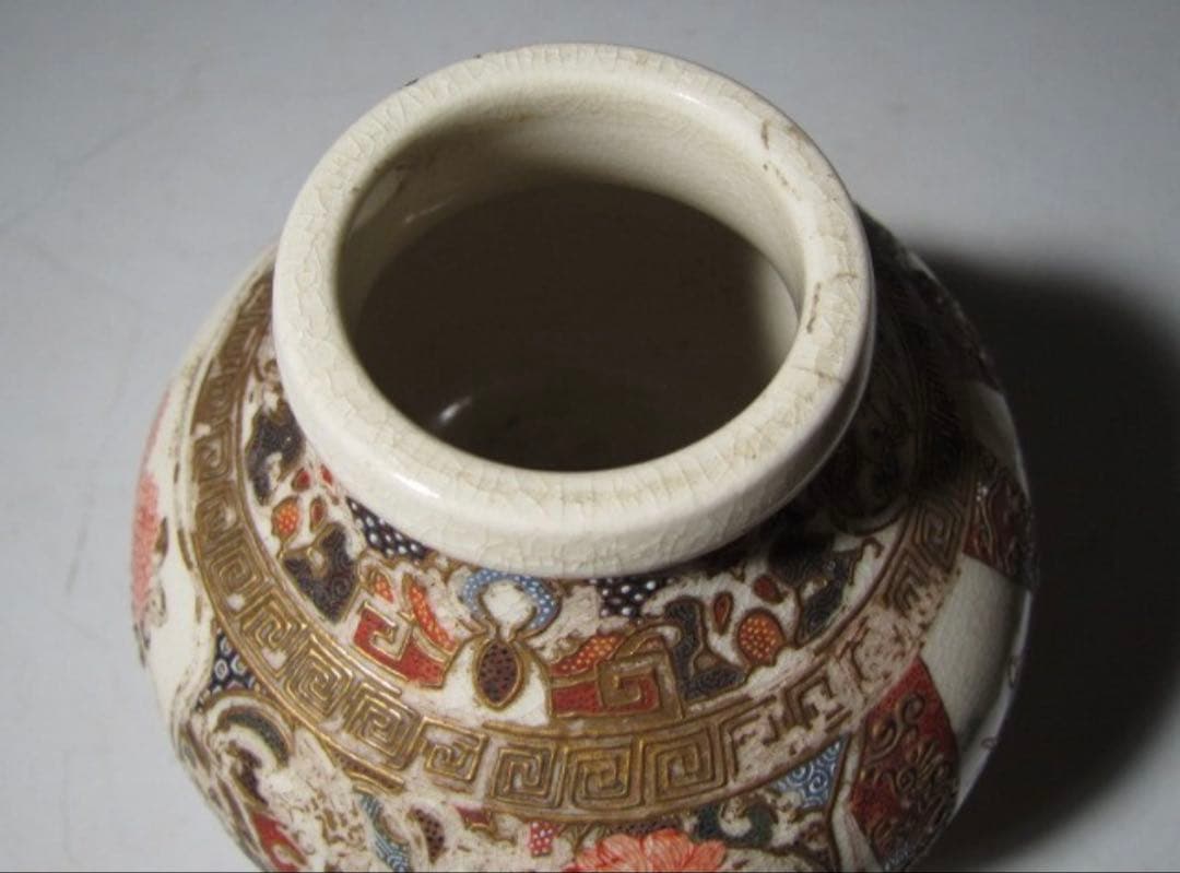 江戸期 京薩摩 帯山造 金襴手花入！7712 - メルカリ