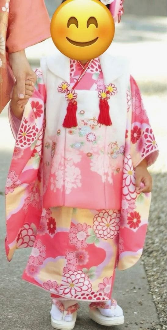 七五三 フルセット　着物　3歳　被布　女の子　ピンク　リョウコキクチ