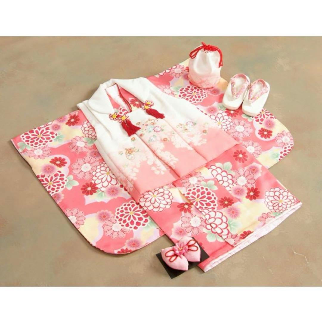 七五三 フルセット　着物　3歳　被布　女の子　ピンク　リョウコキクチ
