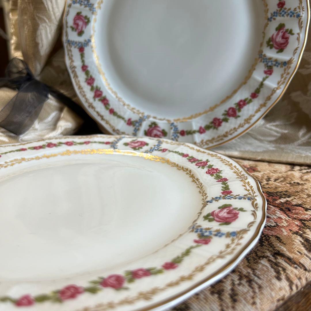フランス製　Limoges ROSE DE LIMOGESディナープレート ペア