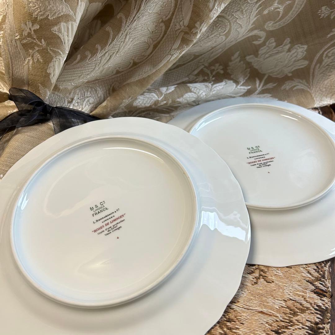 フランス製　Limoges ROSE DE LIMOGESディナープレート ペア