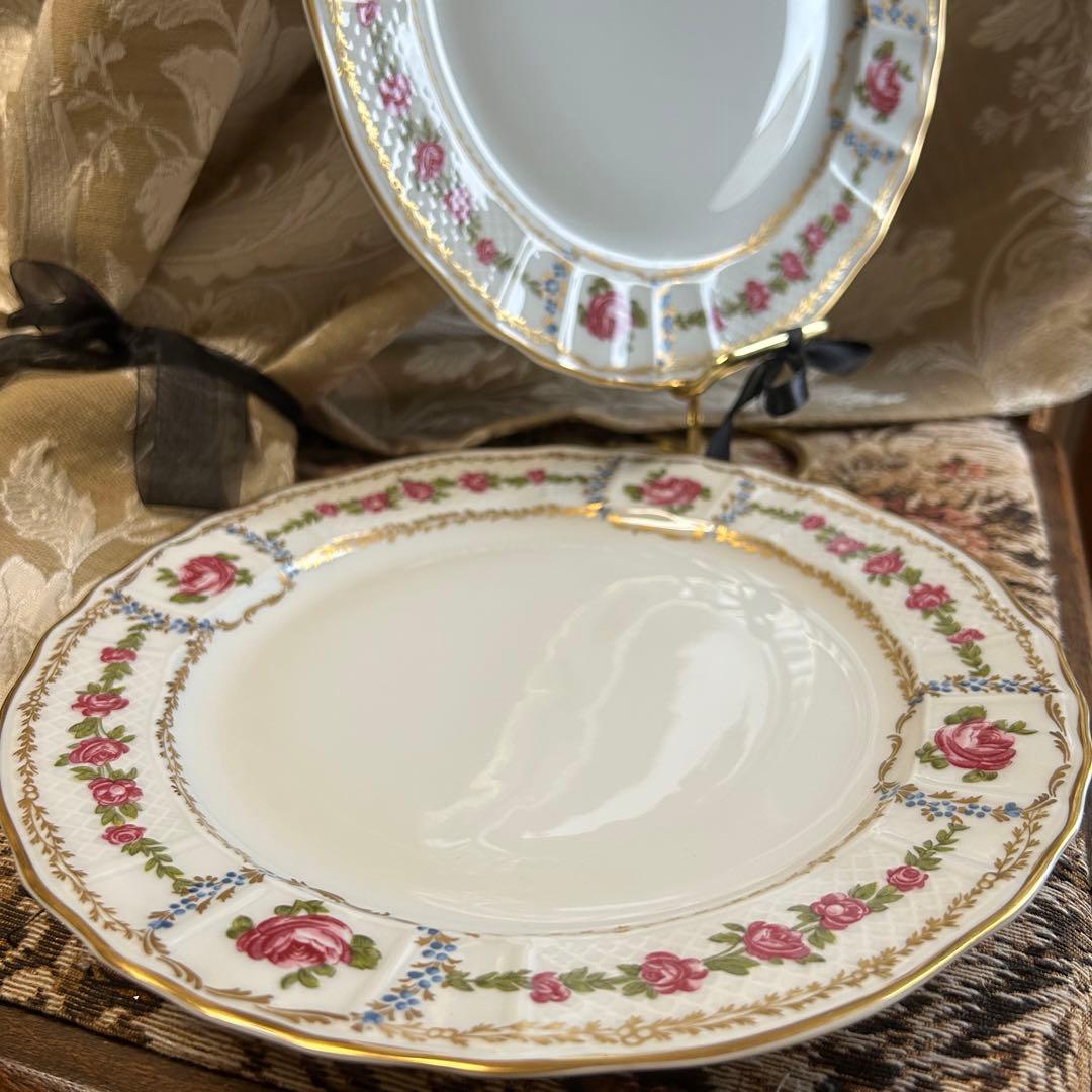 フランス製　Limoges ROSE DE LIMOGESディナープレート ペア