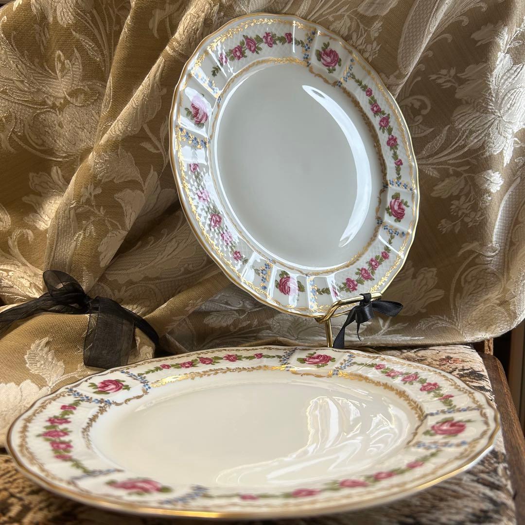 フランス製　Limoges ROSE DE LIMOGESディナープレート ペア