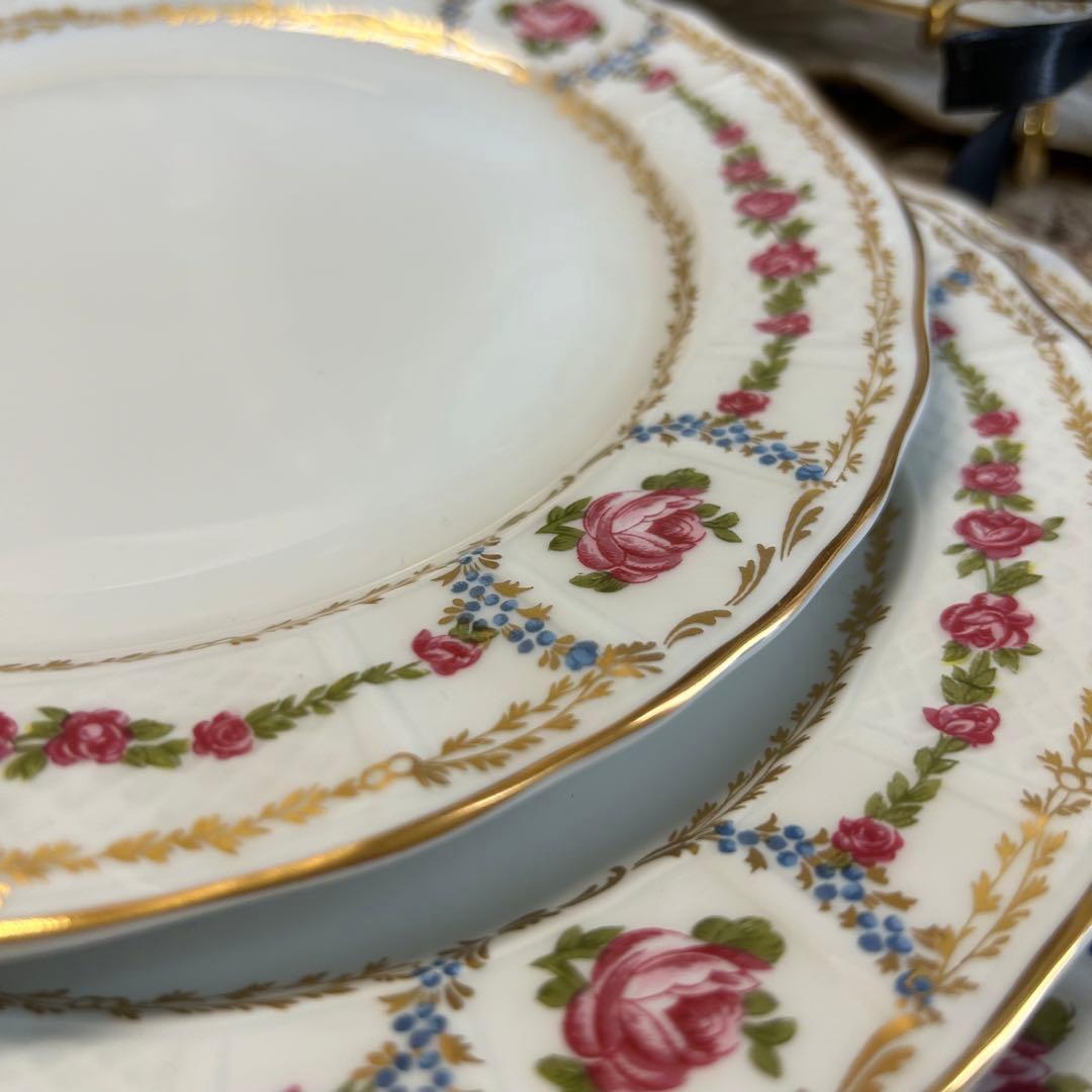 フランス製　Limoges ROSE DE LIMOGESディナープレート ペア