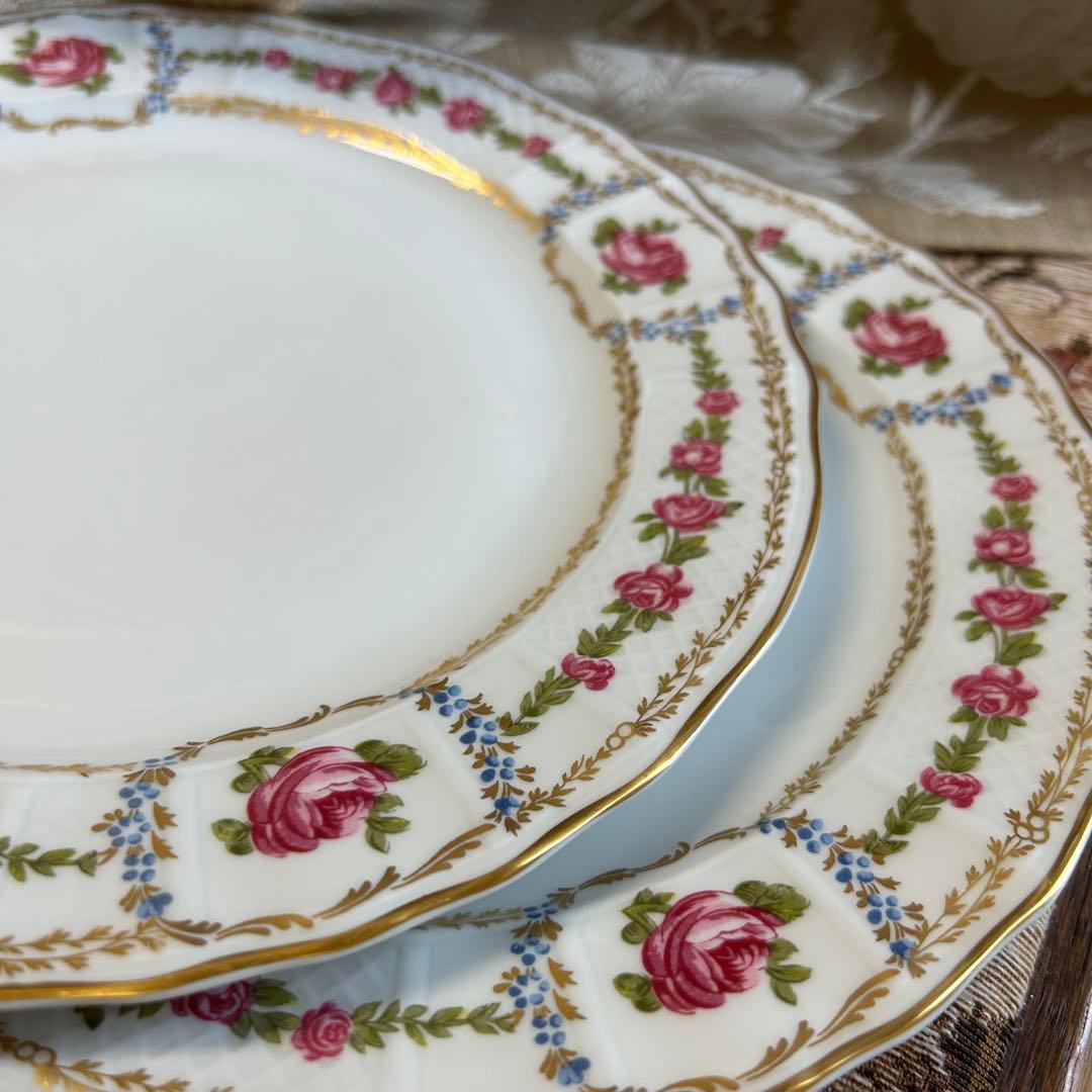 フランス製　Limoges ROSE DE LIMOGESディナープレート ペア