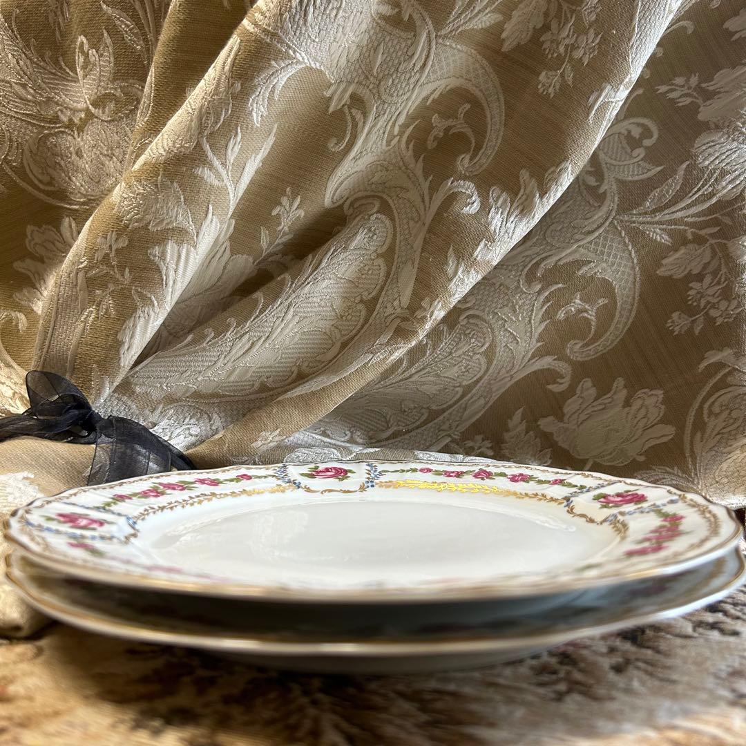 フランス製　Limoges ROSE DE LIMOGESディナープレート ペア