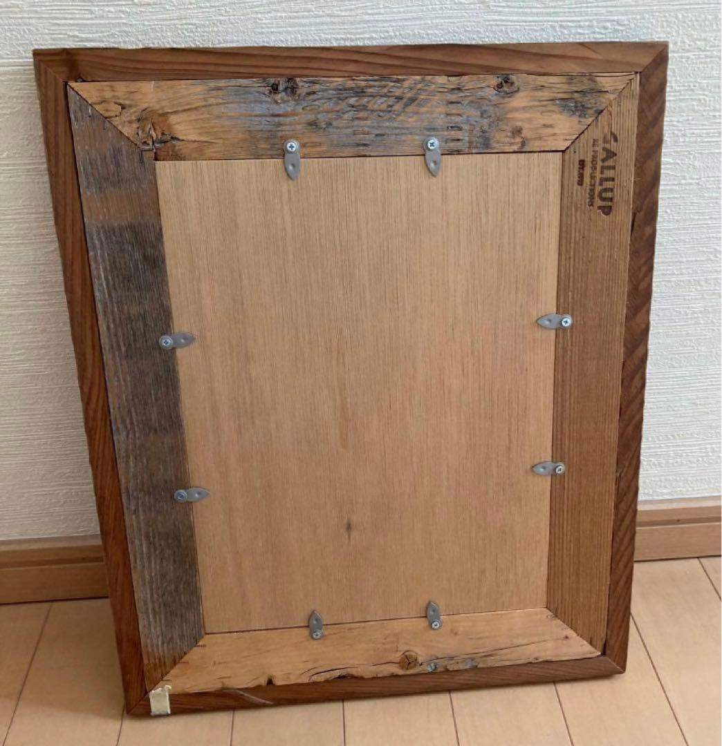 GALLUP 鏡 ミラー 額装 木製 古材 アンティーク ビンテージ