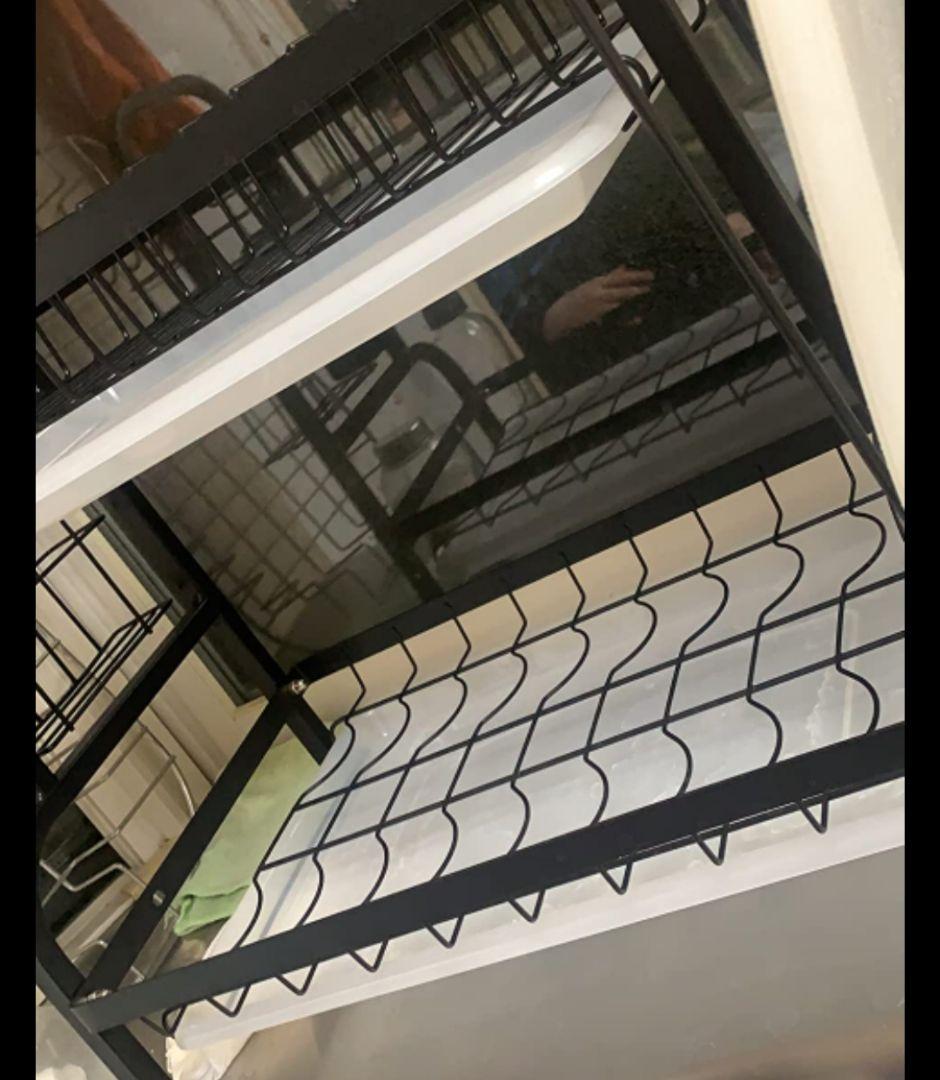 キッチンラック 黒 収納力抜群　水切りラック 食器 水切り シンク上 横置き③