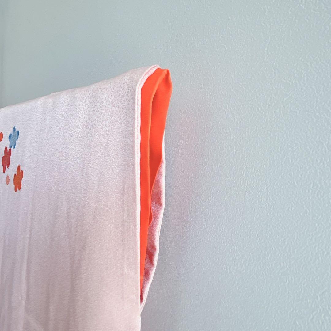 セット　七五三　7歳女の子　長着＆袋帯＆長襦袢＆小物　桃色菊紐　ちりめん　家紋