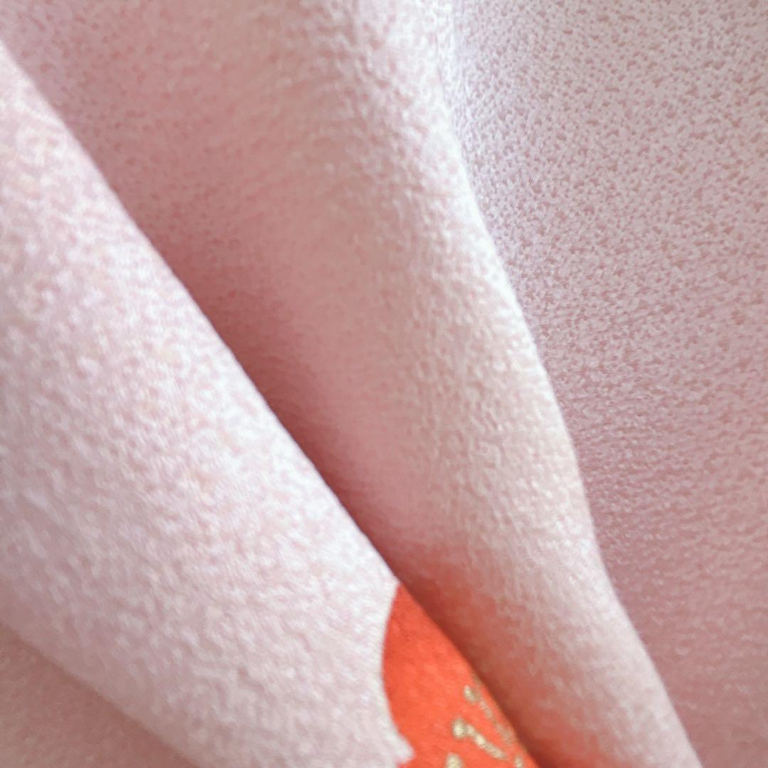 セット　七五三　7歳女の子　長着＆袋帯＆長襦袢＆小物　桃色菊紐　ちりめん　家紋