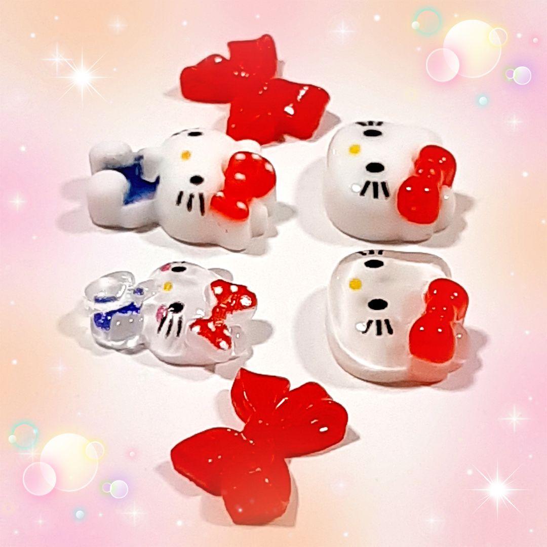 キティ キティちゃん ネイルパーツ レトロ 赤リボン柄 リボンつき 6個