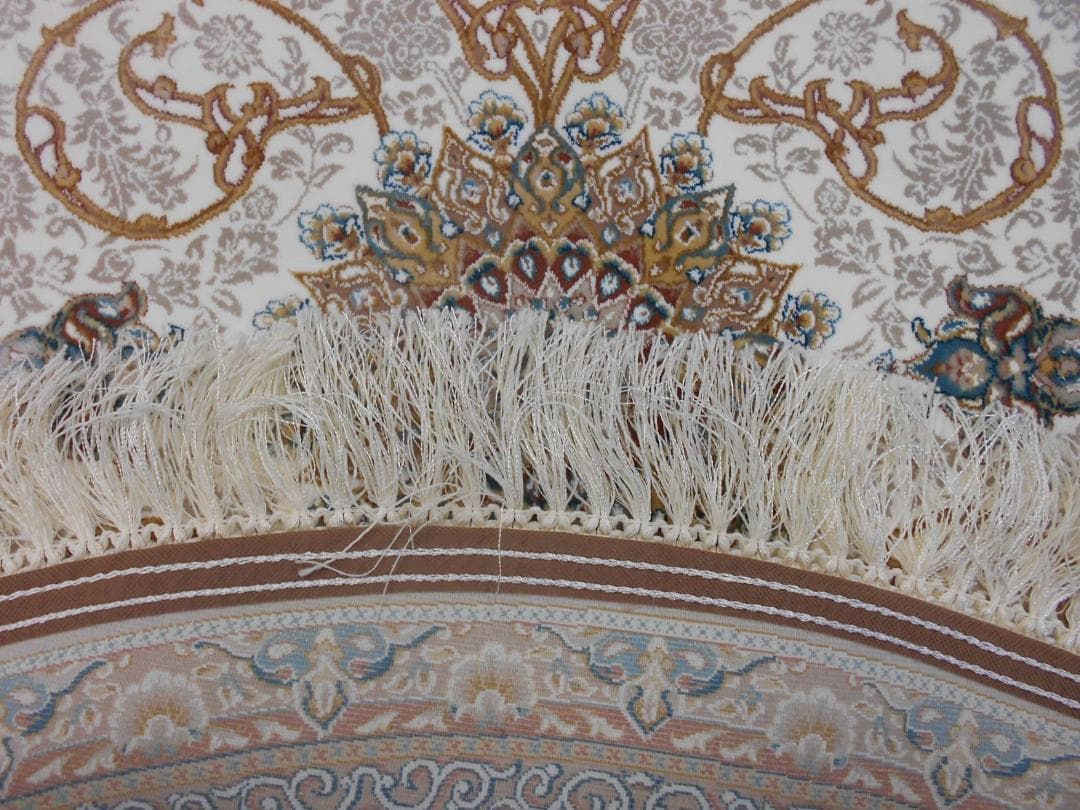 立体柄、144万ノット！本場イラン産 高密度織絨毯！円形200cm‐200461