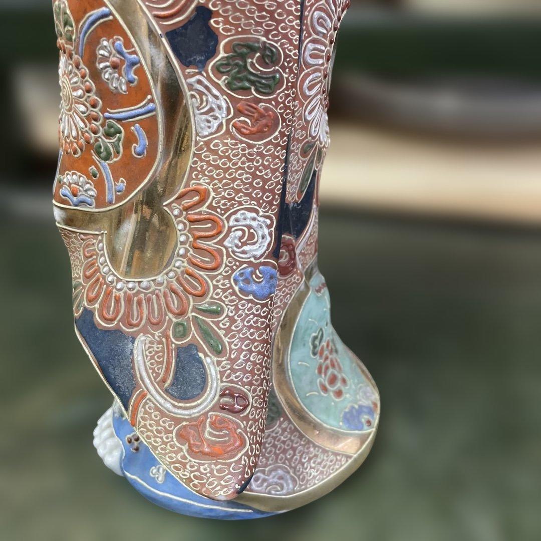 石川県九谷焼観音像 装飾的な陶器の女性像 日本美術 日本伝統