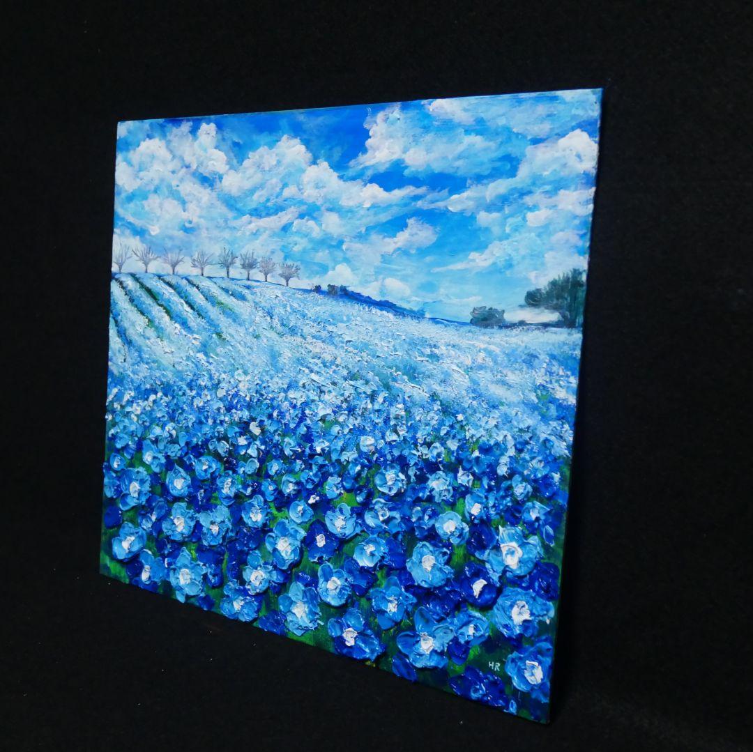 油絵 油彩 油彩画 絵画 絵【ネモフィラブルーの丘】