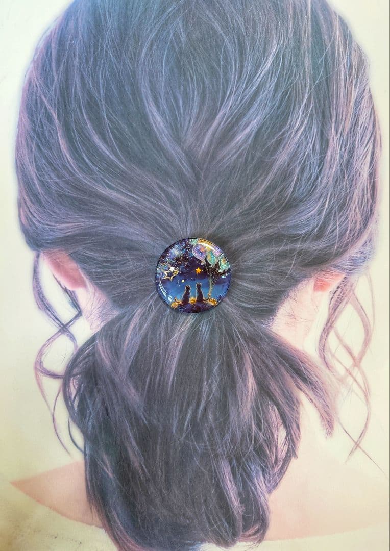 レジン 猫 ヘアゴム ブローチ ポニーフック No.531 - メルカリ