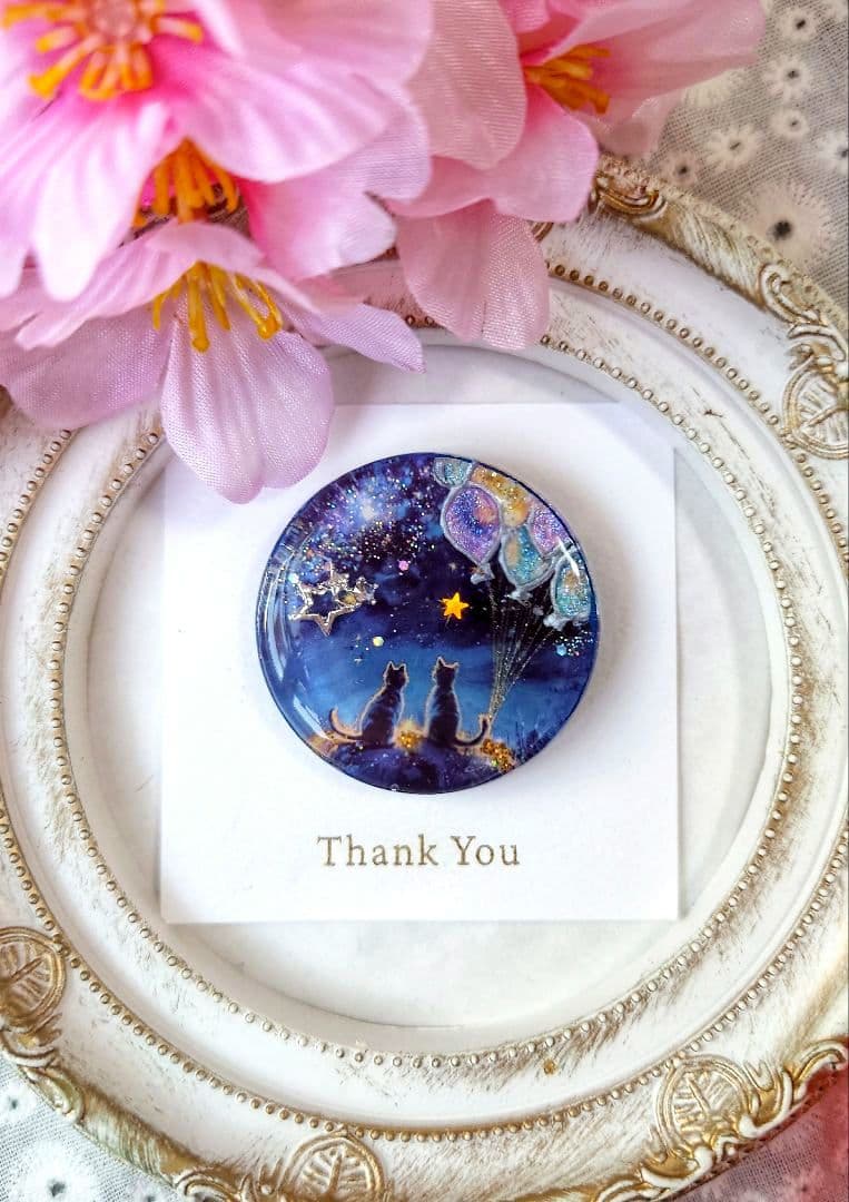 レジン 猫 ヘアゴム ブローチ ポニーフック No.531 - メルカリ