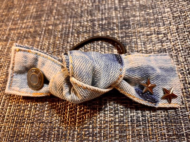 ¨̮デニムリボンのヘアゴムセット　1