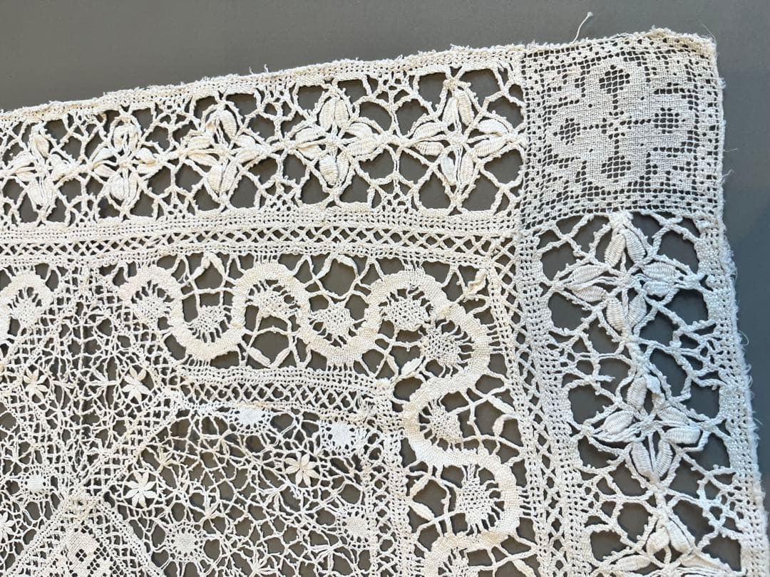 フランス　アンティークリネンテーブルクロス　60×60