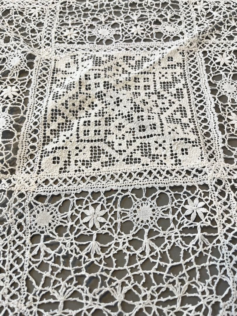 フランス　アンティークリネンテーブルクロス　60×60