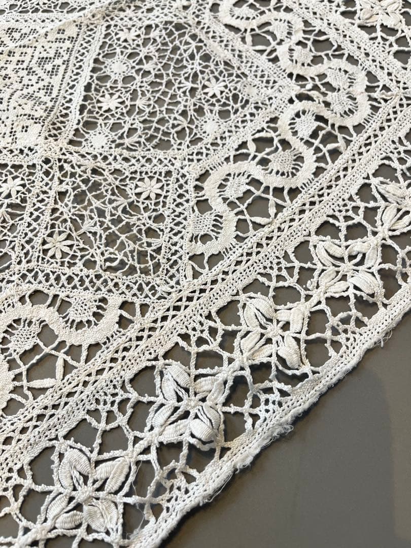 フランス　アンティークリネンテーブルクロス　60×60