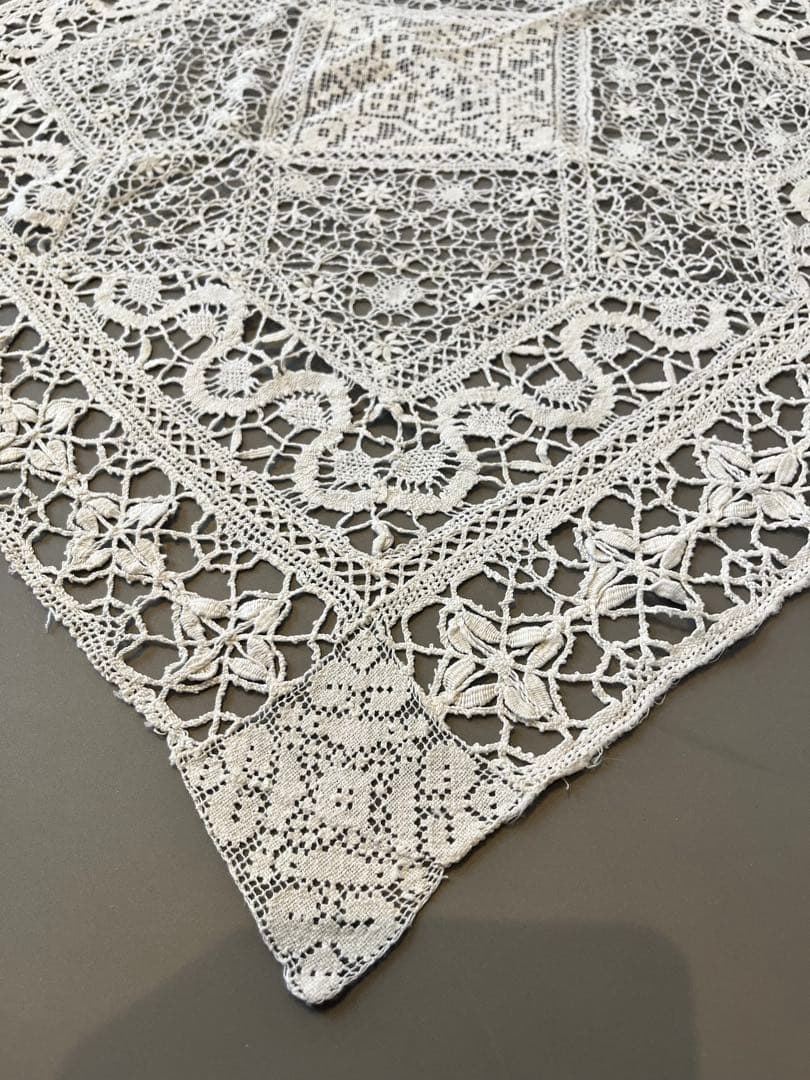 フランス　アンティークリネンテーブルクロス　60×60