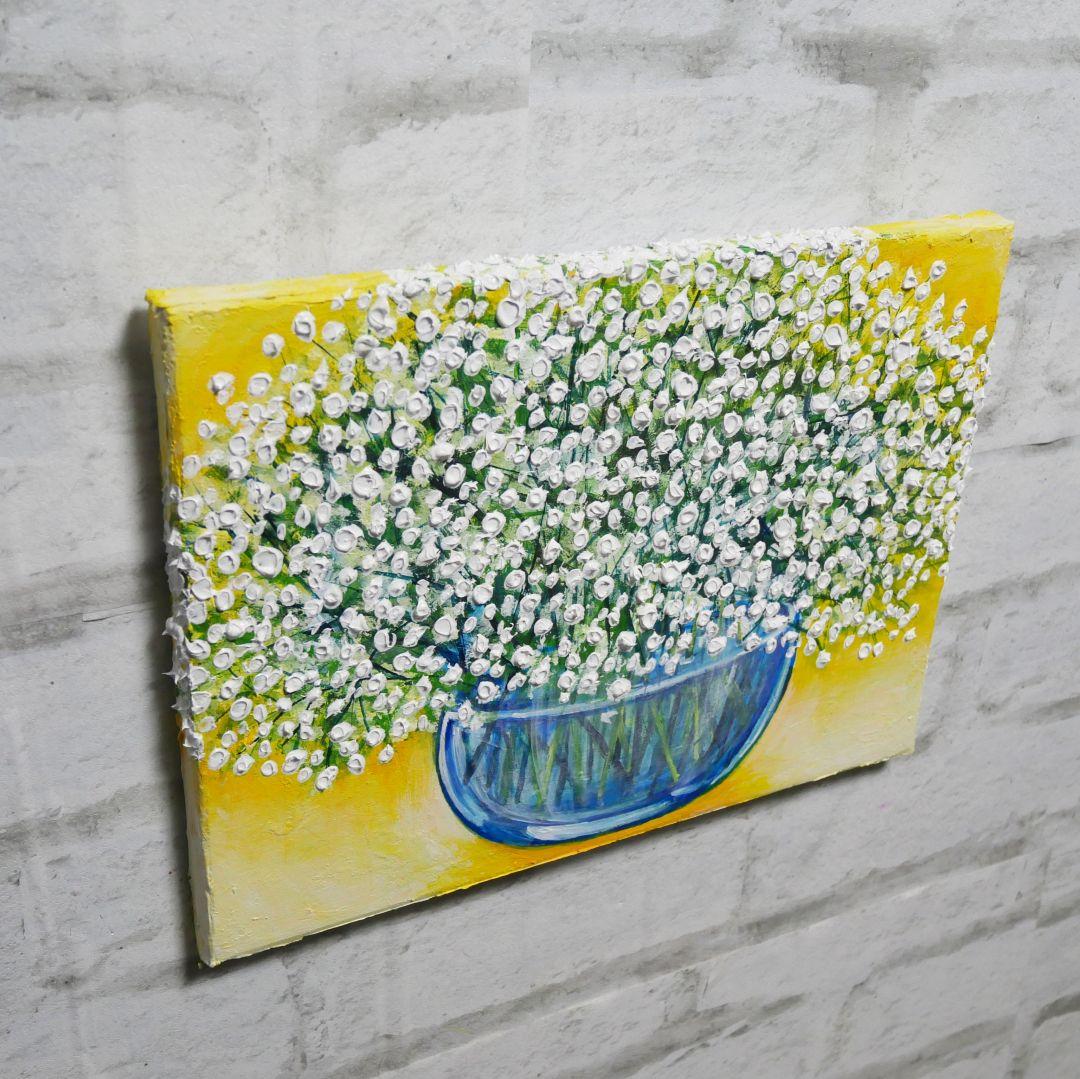 油絵 油彩 油彩画 絵 絵画 【カスミソウ 】