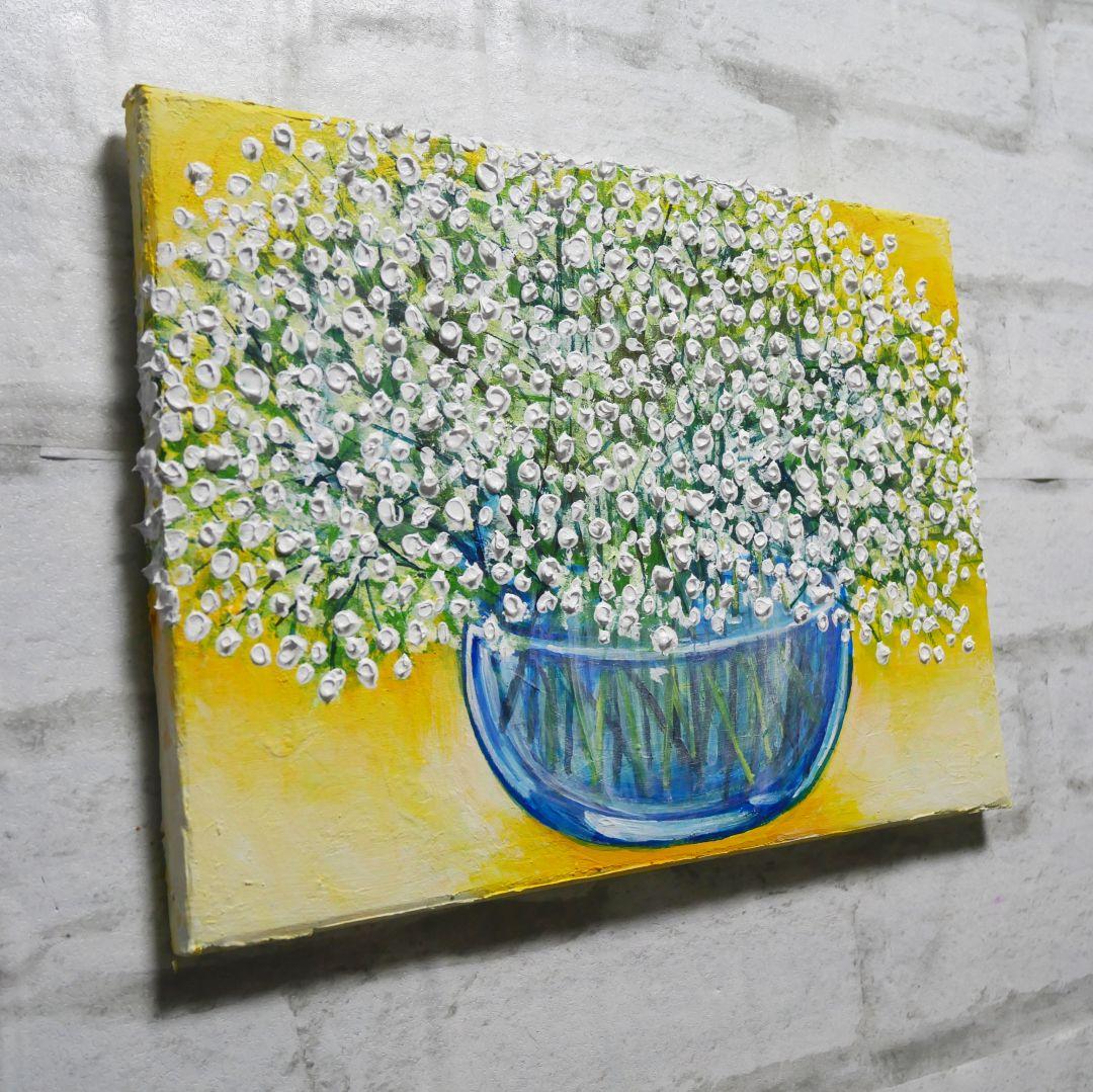 油絵 油彩 油彩画 絵 絵画 【カスミソウ 】