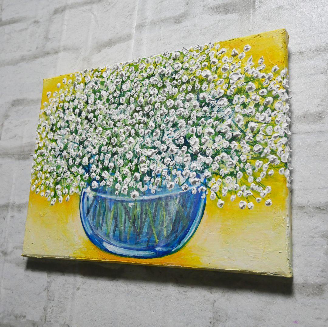 油絵 油彩 油彩画 絵 絵画 【カスミソウ 】