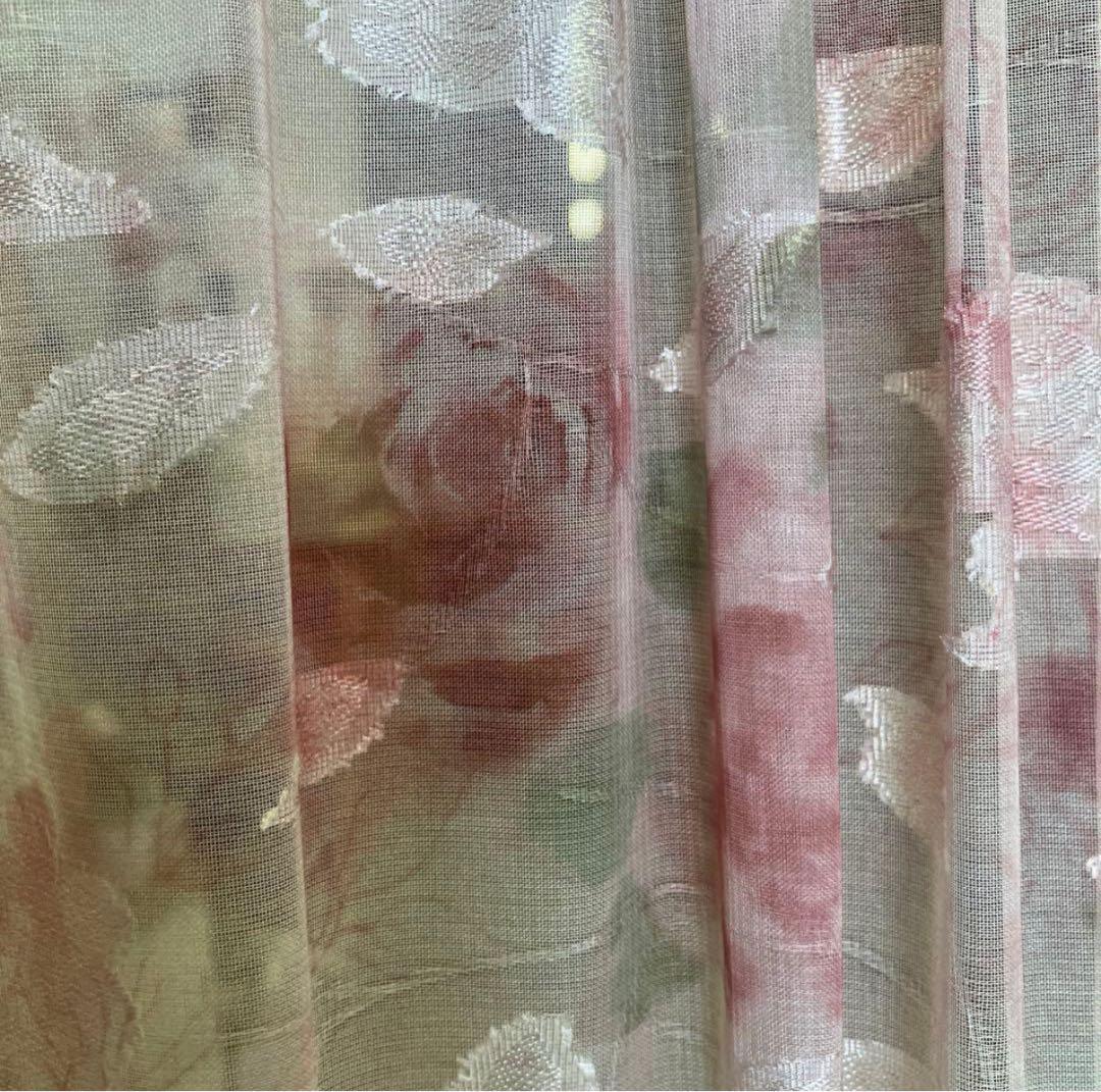 お買得　薔薇のカッティングのパーテーション2連 ライトアイボリー薔薇柄生地ピンク