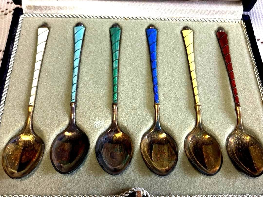 ビンテージ　シェルと真鍮のスプーン(6本セット)