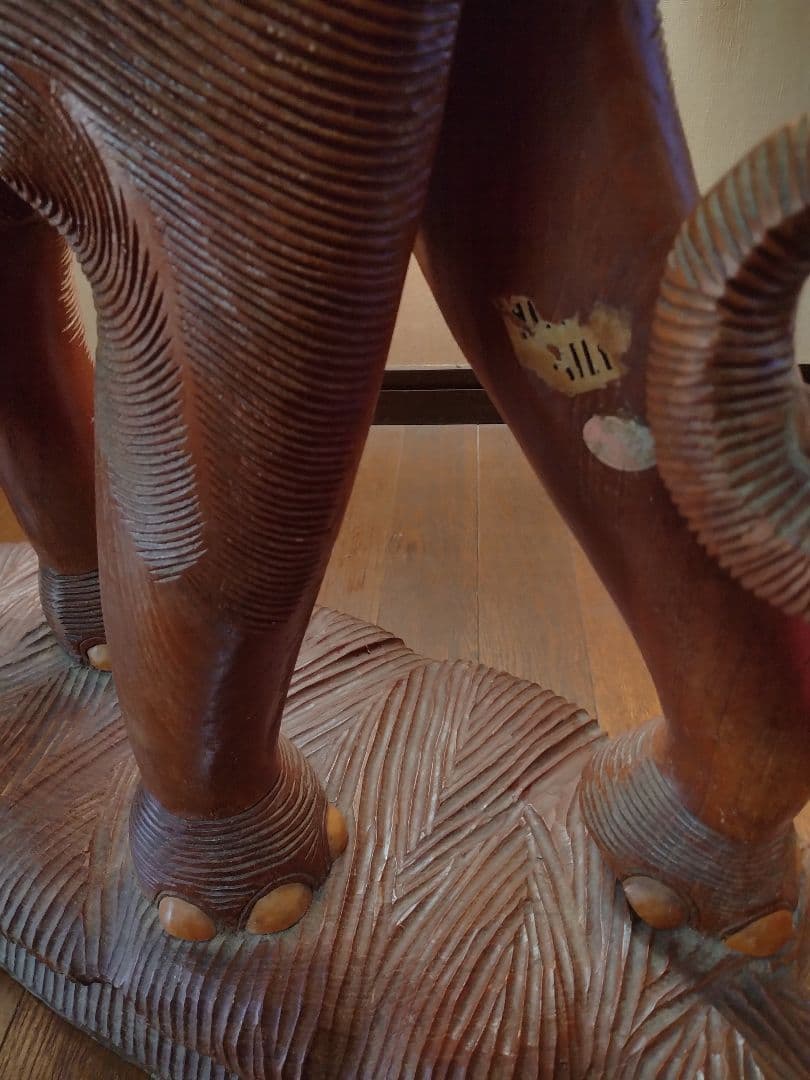 木彫り　巨大　ゾウさん レア