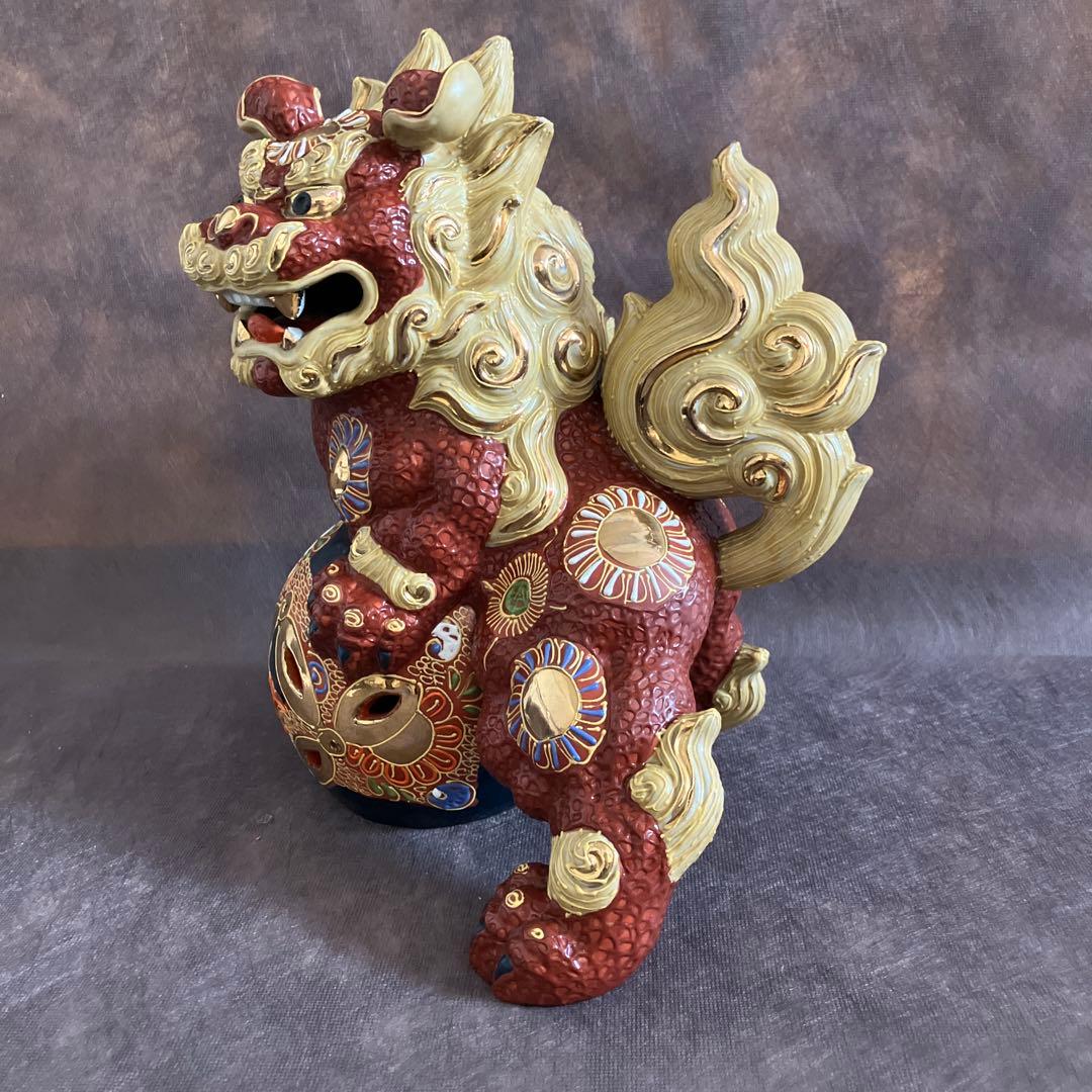 九谷焼　獅子置物　昭和レトロ　アンティーク