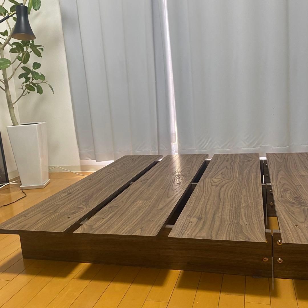 lowya ベッドフレーム　セミダブル　ウォルナット　すのこ