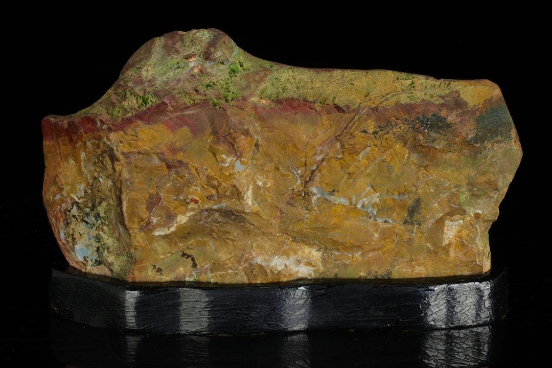 佐渡 赤玉石 赤石 黄色 磨き石 磨石 鑑賞石 自然石 水石 台座付 1.1kg