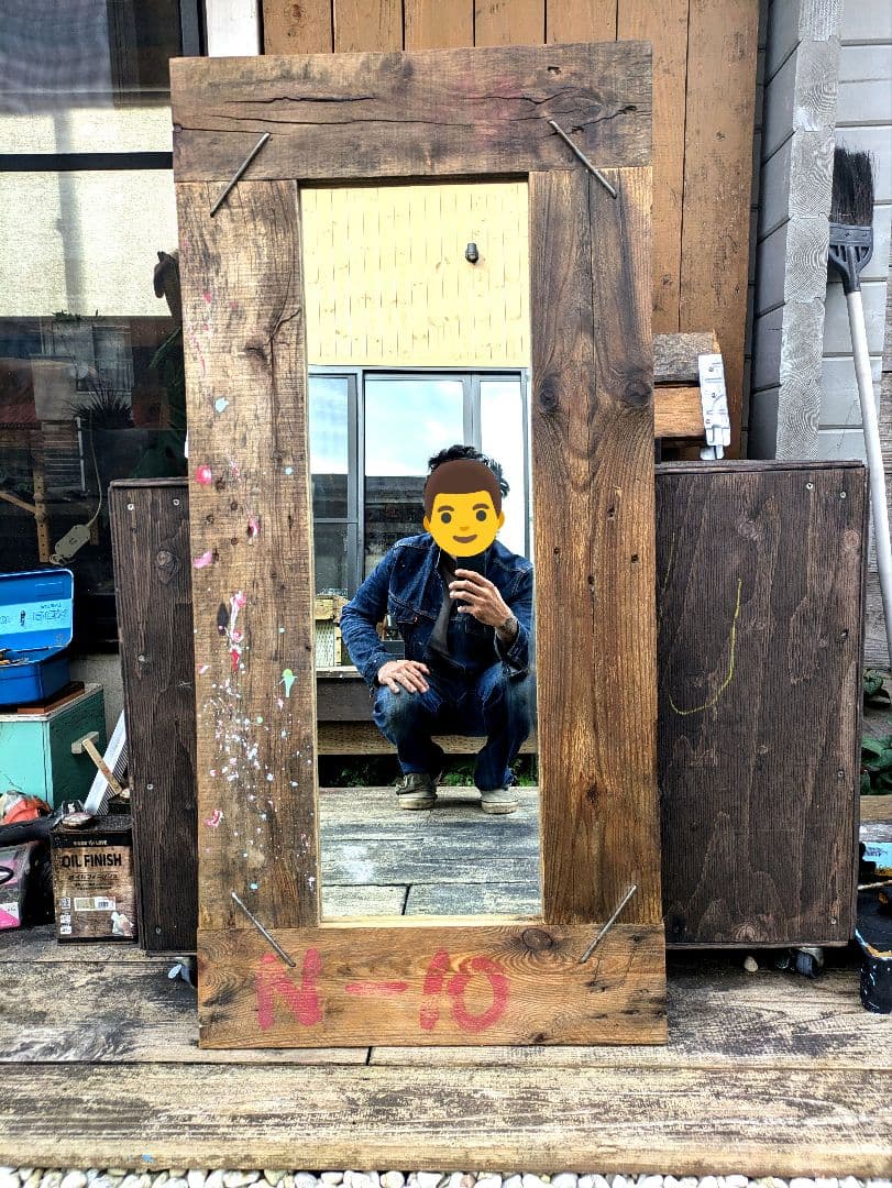 ヴィンテージ風　ミラー　鏡　古材