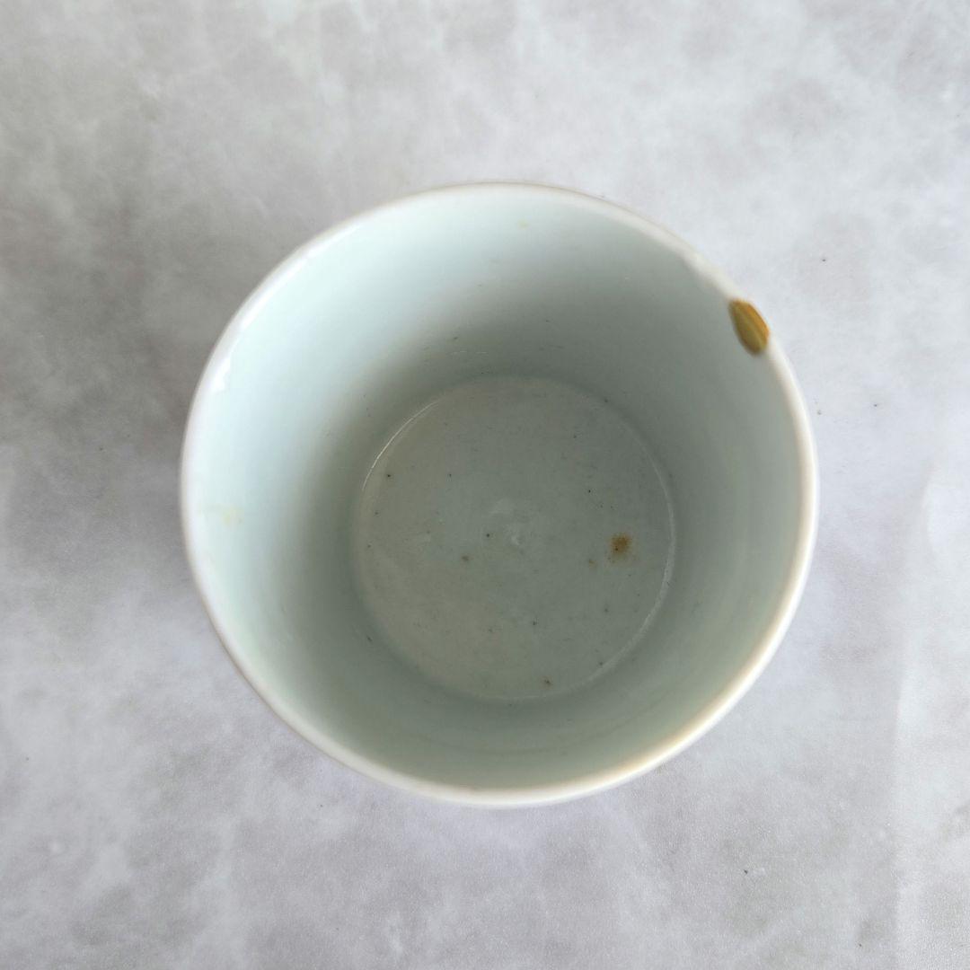 古伊万里 染付 覗き 長猪口 雪輪 江戸時代 骨董 金継ぎ アンティーク