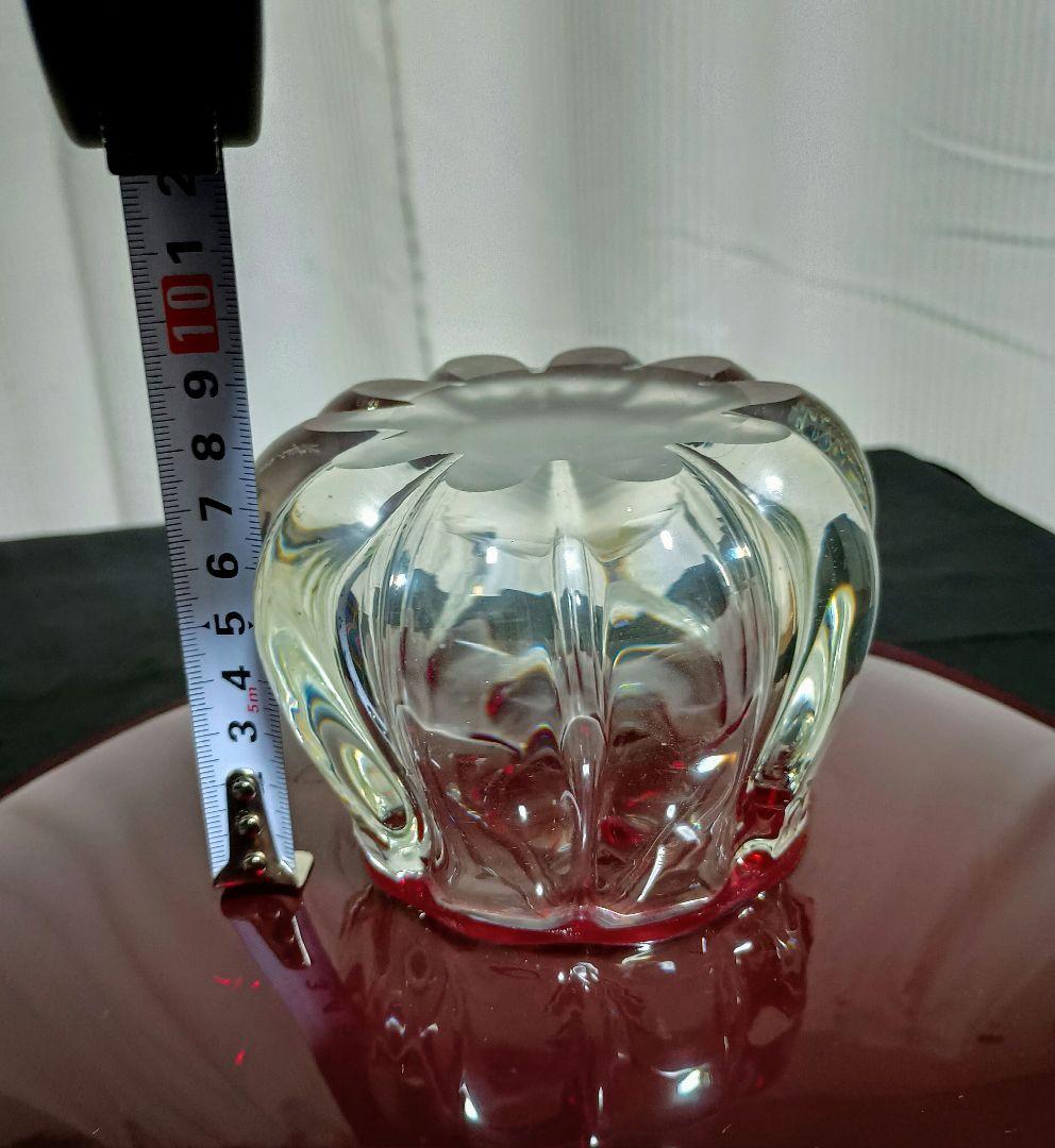 希少　アンティーク　ビンテージ　赤　レッドカラーガラス大皿　昭和レトロ